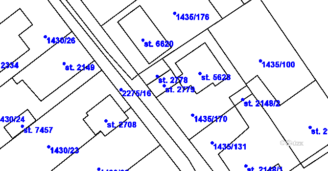 Parcela st. 2779 v KÚ Beroun, Katastrální mapa