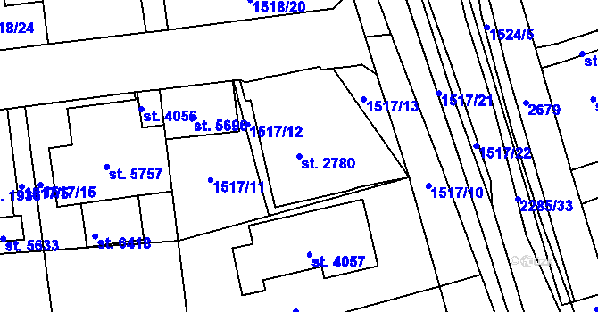 Parcela st. 2780 v KÚ Beroun, Katastrální mapa
