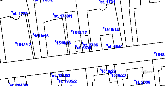 Parcela st. 2786 v KÚ Beroun, Katastrální mapa