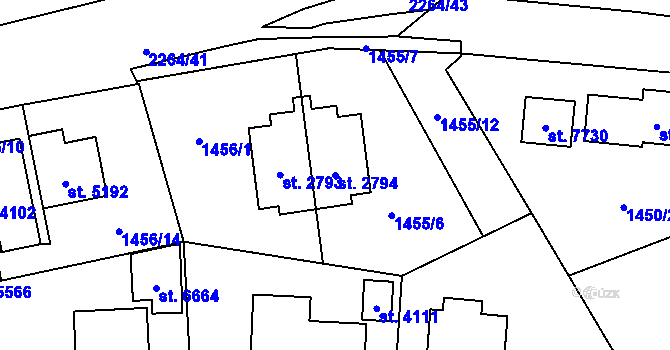 Parcela st. 2794 v KÚ Beroun, Katastrální mapa