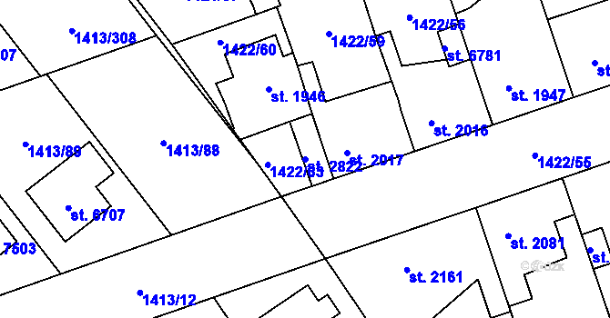 Parcela st. 2822 v KÚ Beroun, Katastrální mapa