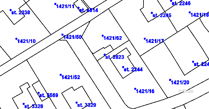 Parcela st. 2823 v KÚ Beroun, Katastrální mapa