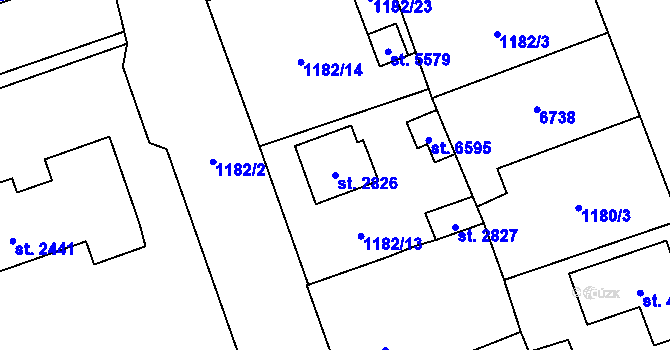 Parcela st. 2826 v KÚ Beroun, Katastrální mapa