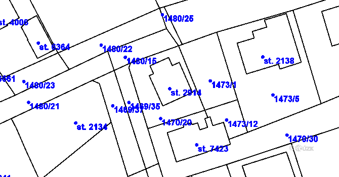 Parcela st. 2914 v KÚ Beroun, Katastrální mapa