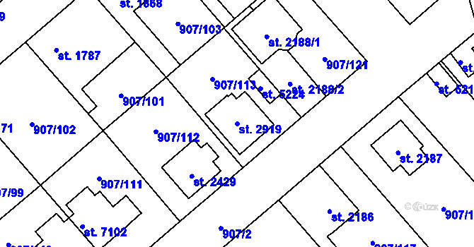 Parcela st. 2919 v KÚ Beroun, Katastrální mapa