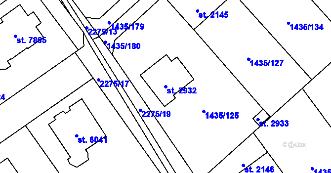 Parcela st. 2932 v KÚ Beroun, Katastrální mapa