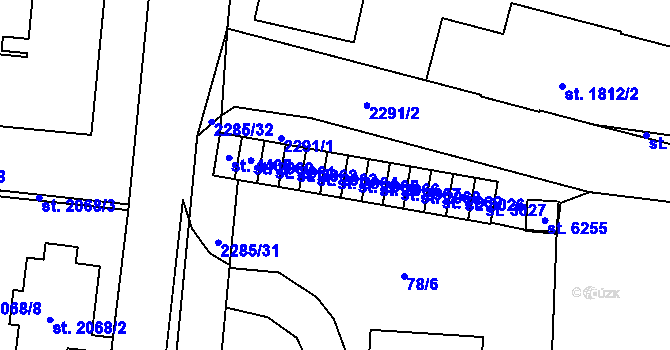 Parcela st. 2964 v KÚ Beroun, Katastrální mapa