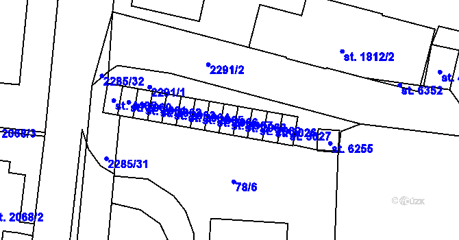 Parcela st. 2967 v KÚ Beroun, Katastrální mapa