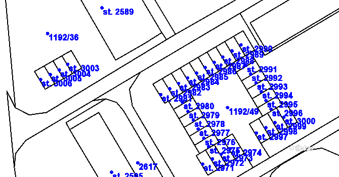 Parcela st. 2982 v KÚ Beroun, Katastrální mapa