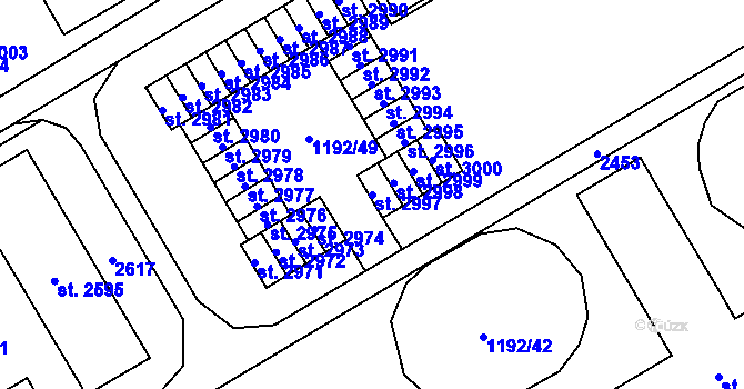 Parcela st. 2997 v KÚ Beroun, Katastrální mapa