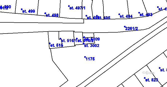 Parcela st. 3002 v KÚ Beroun, Katastrální mapa