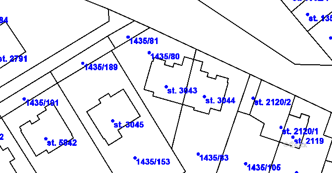 Parcela st. 3043 v KÚ Beroun, Katastrální mapa