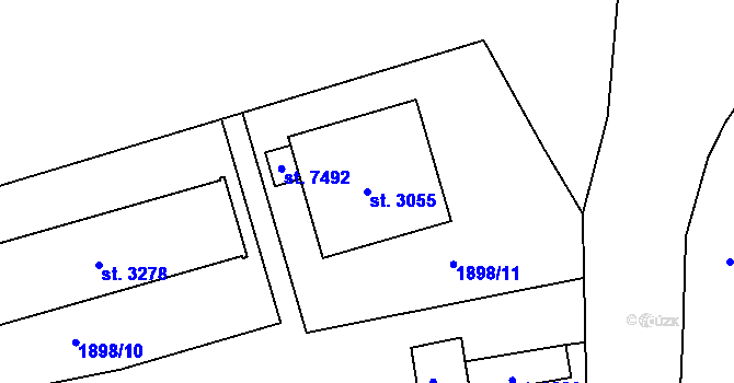 Parcela st. 3055 v KÚ Beroun, Katastrální mapa