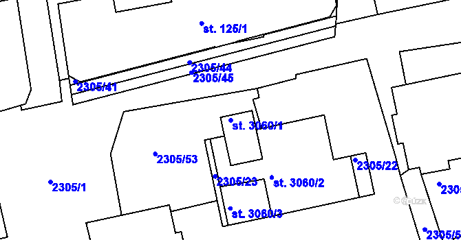 Parcela st. 3060/1 v KÚ Beroun, Katastrální mapa