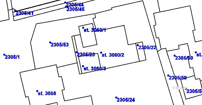Parcela st. 3060/2 v KÚ Beroun, Katastrální mapa