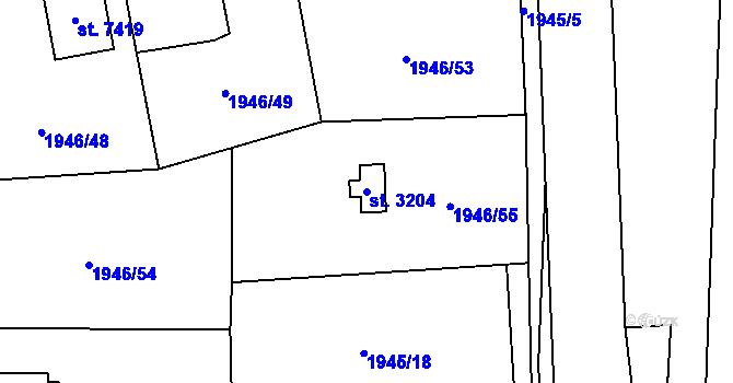 Parcela st. 3204 v KÚ Beroun, Katastrální mapa