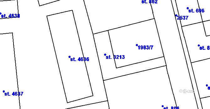 Parcela st. 3213 v KÚ Beroun, Katastrální mapa