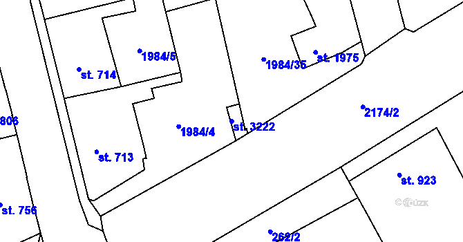 Parcela st. 3222 v KÚ Beroun, Katastrální mapa