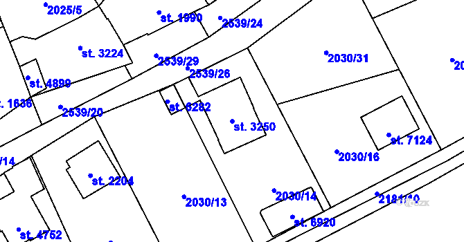 Parcela st. 3250 v KÚ Beroun, Katastrální mapa