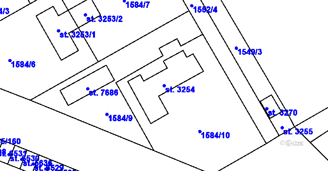 Parcela st. 3254 v KÚ Beroun, Katastrální mapa