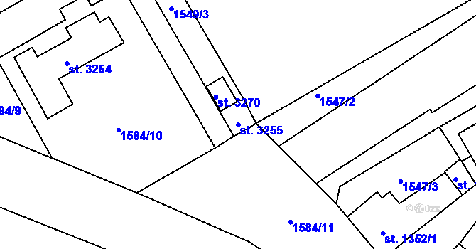 Parcela st. 3255 v KÚ Beroun, Katastrální mapa