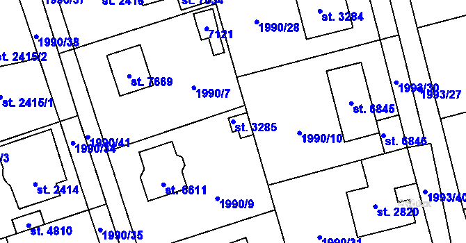 Parcela st. 3285 v KÚ Beroun, Katastrální mapa