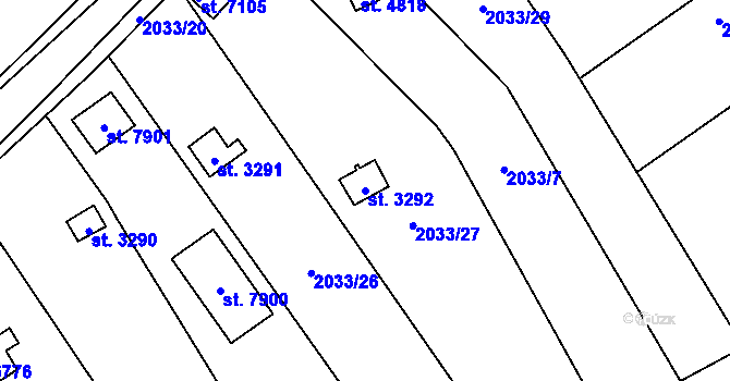Parcela st. 3292 v KÚ Beroun, Katastrální mapa