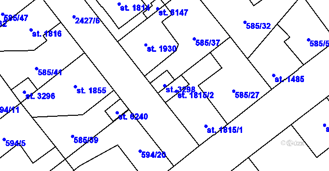 Parcela st. 3298 v KÚ Beroun, Katastrální mapa