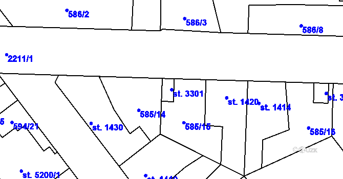 Parcela st. 3301 v KÚ Beroun, Katastrální mapa