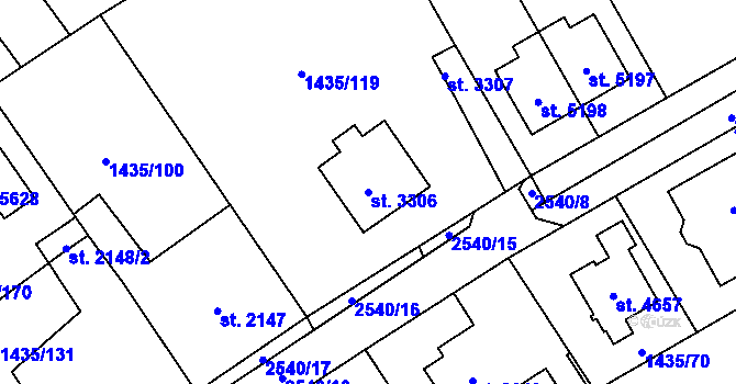 Parcela st. 3306 v KÚ Beroun, Katastrální mapa