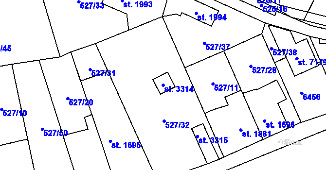 Parcela st. 3314 v KÚ Beroun, Katastrální mapa