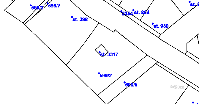 Parcela st. 3317 v KÚ Beroun, Katastrální mapa