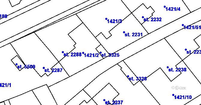 Parcela st. 3325 v KÚ Beroun, Katastrální mapa