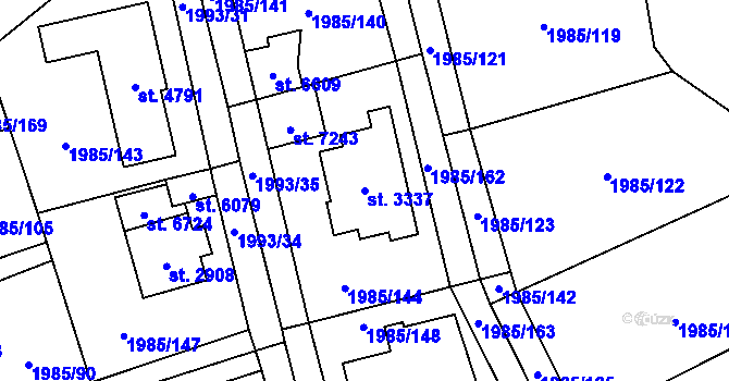 Parcela st. 3337 v KÚ Beroun, Katastrální mapa