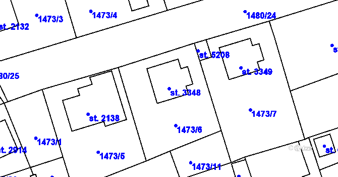 Parcela st. 3348 v KÚ Beroun, Katastrální mapa