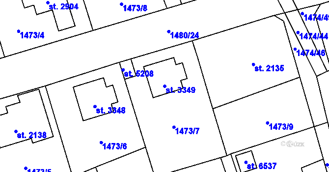 Parcela st. 3349 v KÚ Beroun, Katastrální mapa