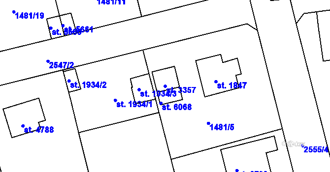 Parcela st. 3357 v KÚ Beroun, Katastrální mapa