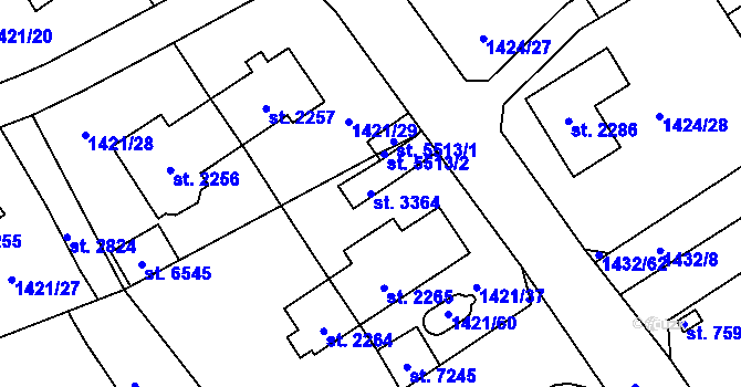 Parcela st. 3364 v KÚ Beroun, Katastrální mapa