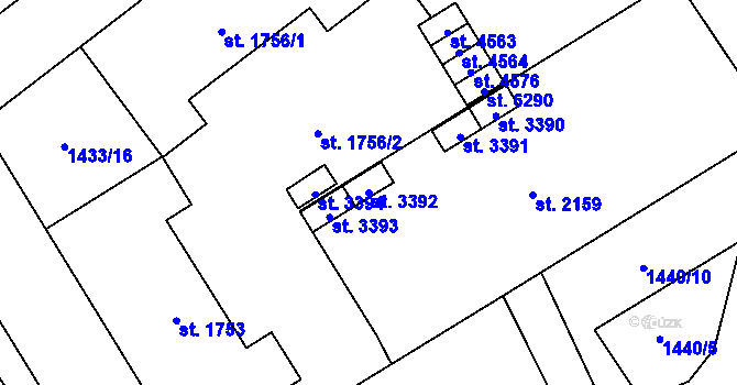 Parcela st. 3392 v KÚ Beroun, Katastrální mapa