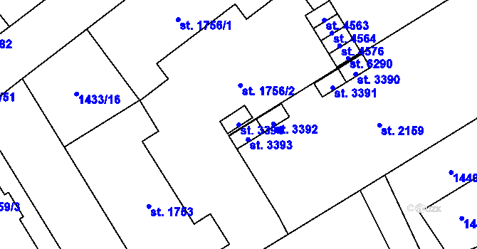 Parcela st. 3394 v KÚ Beroun, Katastrální mapa