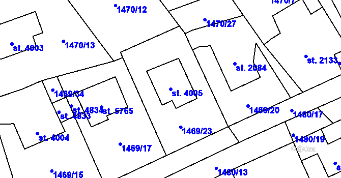 Parcela st. 4005 v KÚ Beroun, Katastrální mapa