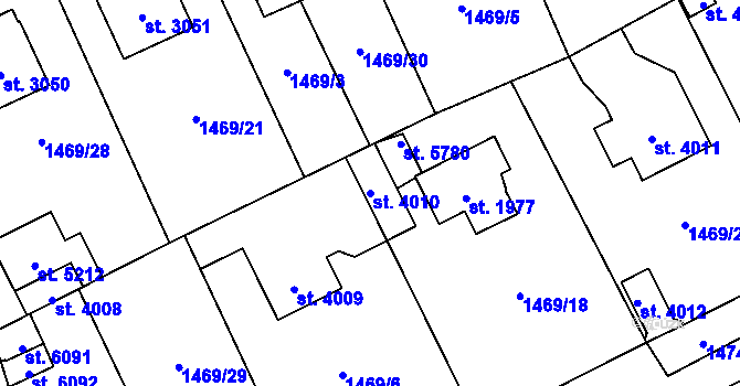 Parcela st. 4010 v KÚ Beroun, Katastrální mapa