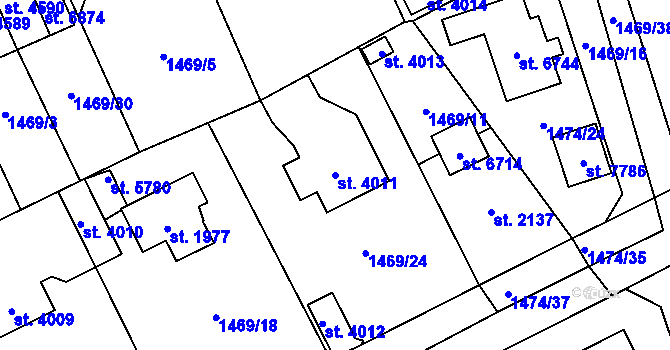 Parcela st. 4011 v KÚ Beroun, Katastrální mapa
