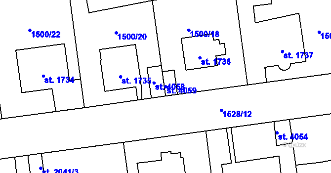 Parcela st. 4059 v KÚ Beroun, Katastrální mapa