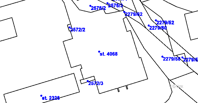 Parcela st. 4068 v KÚ Beroun, Katastrální mapa