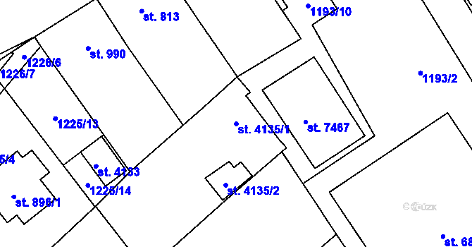 Parcela st. 4135/1 v KÚ Beroun, Katastrální mapa