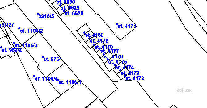 Parcela st. 4176 v KÚ Beroun, Katastrální mapa