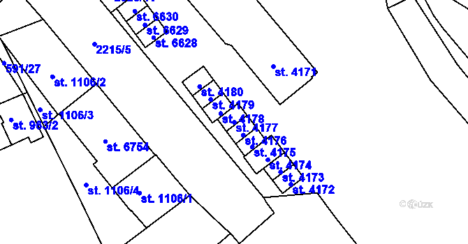 Parcela st. 4177 v KÚ Beroun, Katastrální mapa