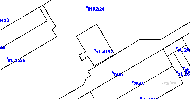 Parcela st. 4192 v KÚ Beroun, Katastrální mapa