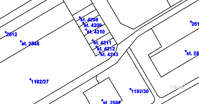 Parcela st. 4213 v KÚ Beroun, Katastrální mapa